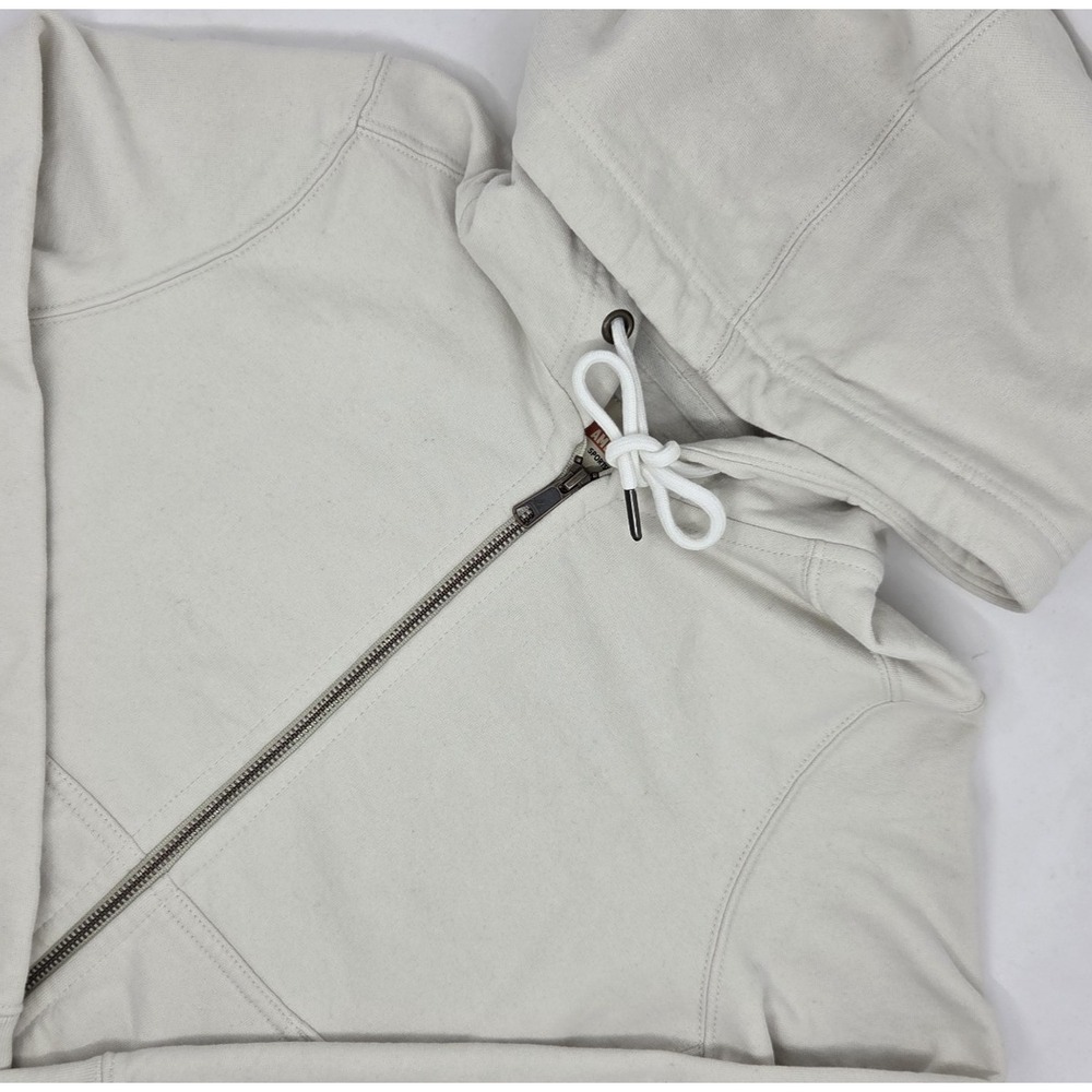 American Giant Hoodie Women's Small Ivory Full Zip Heavyweight Fleece Made USA